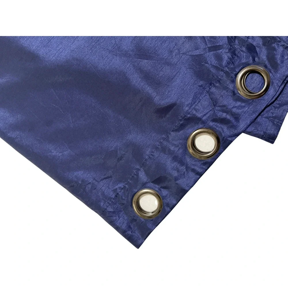 Pair Navy Blue Faux Silk Curtains Panels 84 Long Dark Indigo Drapes Beautiful 2